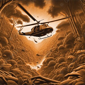 Helicopter Jungle Laser Engrave Image | Laser Burn PNG File | 3D Laser Ready File | High Resolution Photo | 3D Illusion Graphics