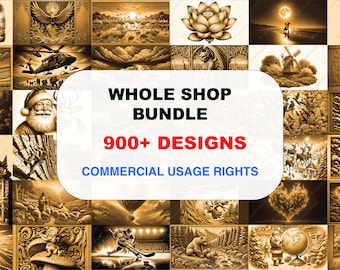 Whole Shop Bundle Laser Engrave Images | Laser Burn PNG File | 3D Laser Ready File | High Resolution Photo | 3D Illusion Graphics