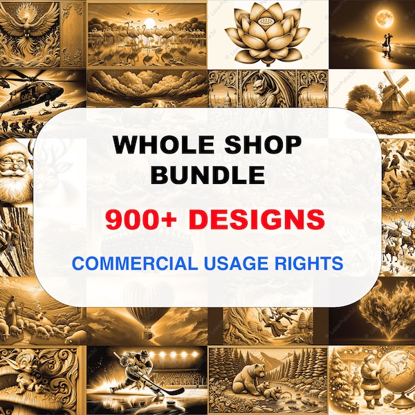 Whole Shop Bundle Laser Engrave Images | Laser Burn PNG File | 3D Laser Ready File | High Resolution Photo | 3D Illusion Graphics