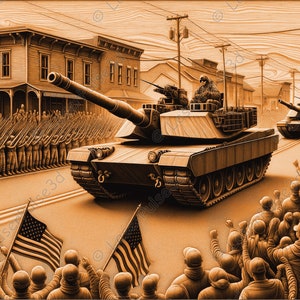 Tank Battalion Laser Engrave Image | Laser Burn PNG File | 3D Laser Ready File | High Resolution Photo | 3D Illusion Graphics