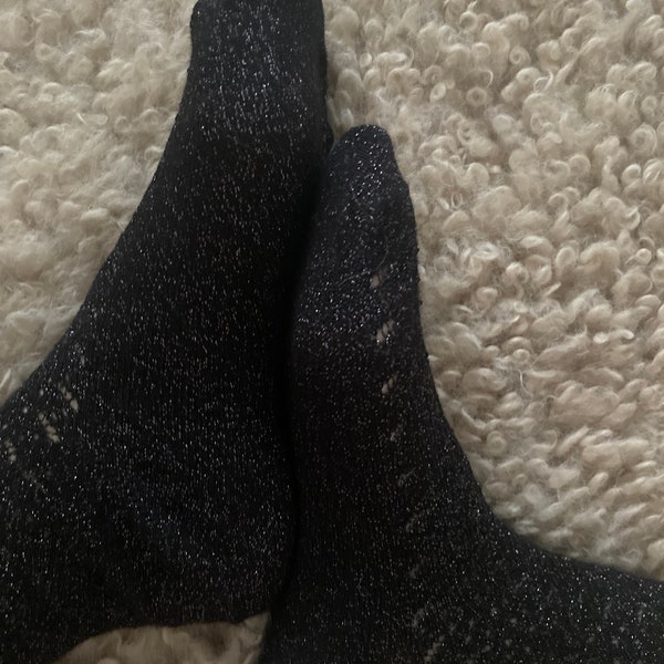 worn knitted socks | black