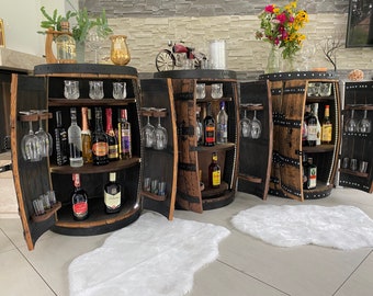 Whisky Wein Alkohol Eichenfass Bar Trinkschrank mit Türen Regalen Weihnachten Hochzeit Geburtstag Liebe Geschenk Geschenk