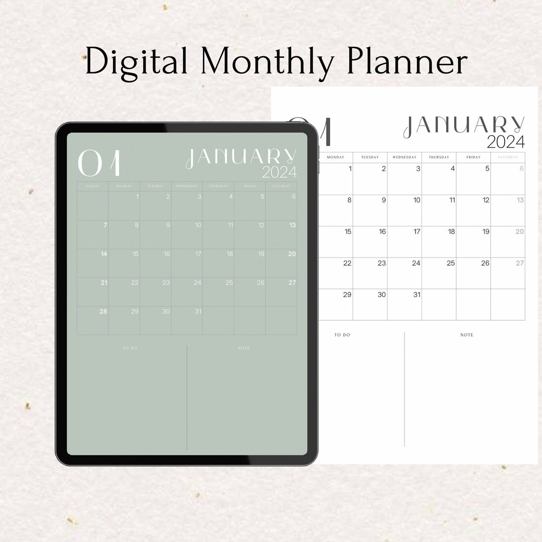 Digital monthly planner printable monthly planner minimalist etsy