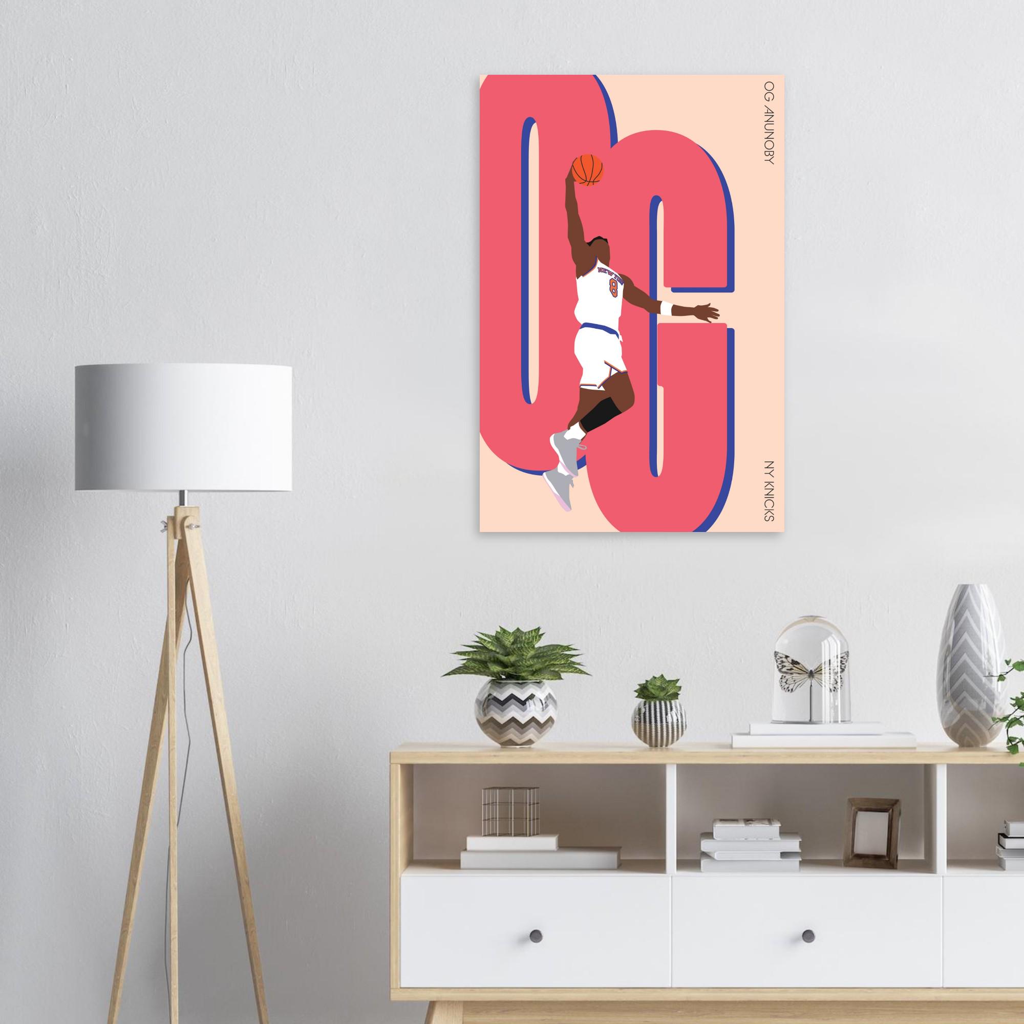 OG Anunoby Dunk Print | New York Knicks Basketball Poster, Retro