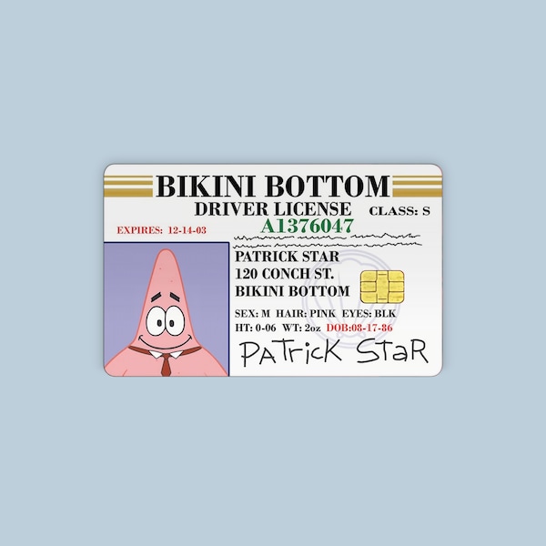 Patrick Bikini Bottom Führerschein Kreditkartenhülle