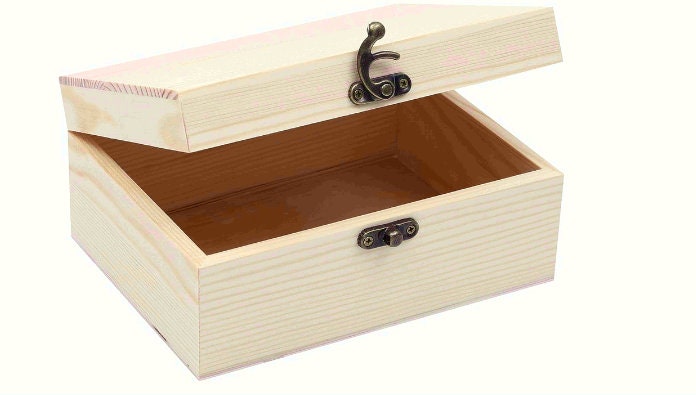 Creative Deco Large Wooden Storage Box with Hinged Lid | 11.8 x 7.87 x 5.51  inches (+-0.5) | Plain Unpainted Gift Box for Shoes Crafts Clothes Jewelry