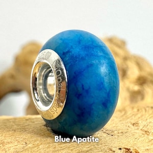 Blauer Apatit: Sterlingsilber-Einsatz, passend für Pandora-Armband