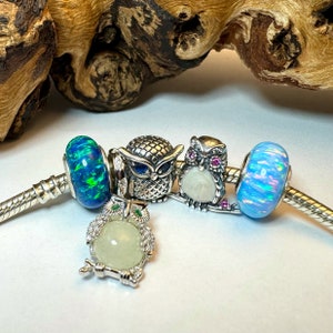Charm a forma di gufo in argento per bracciale Pandora - Argento Sterling 925 - Gioielli unici fatti a mano, adatti a braccialetti e bracciali, regalo unico per lei