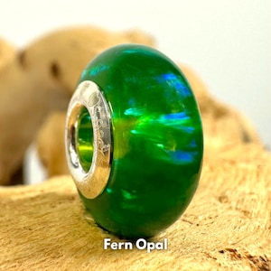 Gemstone Opal Charm Bead: Sterling Silver Insert, Brand Bracelet Compatible