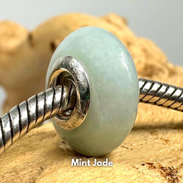 Perlina con ciondolo in giada menta: argento sterling 925, compatibile con braccialetti Pandora