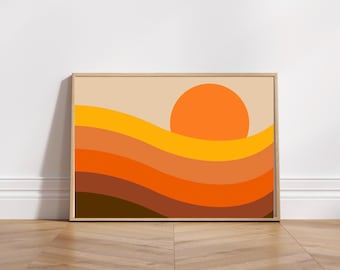 70s poster, 70s sunset, retro wall art, 70s wall art, retro sunset, retro poster, 70s design, 70s printable, digital print, instant download