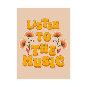 Póster de los años 70, póster retro, arte de pared de los años 70, década de 1970, decoración del hogar de los años 70, decoración retro del hogar, arte de pared retro, impresión de los años 70, póster de flores, música