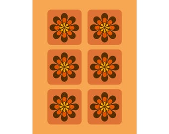 70s poster, retro poster, midcentury modern, 70s wall art, 1970s, 70s home decor, retro home decor, retro wall art, flowers, 70s print