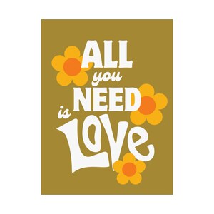 70s poster, retro poster, 70s wall art, 1970s, 70s home decor, retro home decor, retro wall art, 70s print, all you need is love