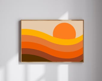 70s poster, retro poster, 70s sunset, 70s wall art, 1970s, 70s home decor, retro home decor, retro wall art, 70s sunset, 70s print