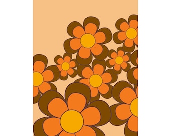 70er Jahre Poster, Retro Poster, 70er Jahre Wandkunst, Blumen, 1970er Jahre, 70er Jahre Wohndekor, Retro Wohndekor, Retro Wandkunst, 70er Jahre Druck, florales Poster