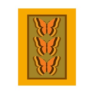 Póster de los años 70, póster retro, puesta de sol de los años 70, arte de pared de los años 70, década de 1970, decoración del hogar de los años 70, decoración del hogar retro, arte de pared retro, mariposa, impresión de los años 70
