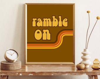 70s poster, 70s wall art, digital download, midcentury modern wall art, 70s decor, retro print, retro wall art, ramble on
