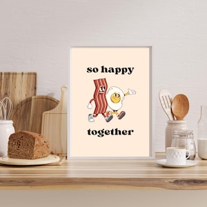 70s poster, 70s wall art, digital download, retro print, kitchen art, kitchen wall art, retro kitchen, 70s decor, 1970s, bacon, eggs