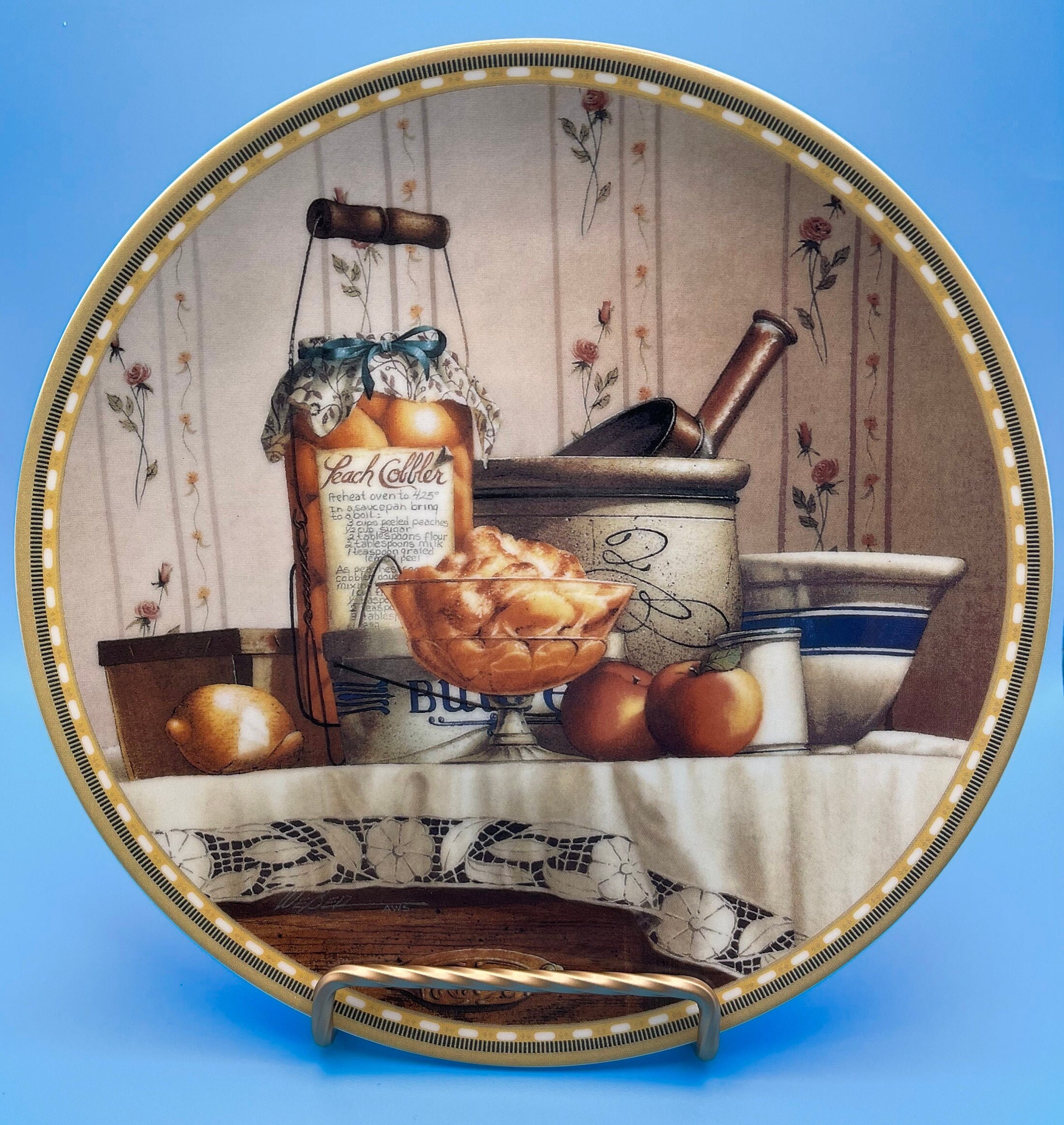 Old Fashioned Favorites "Peach Cobbler" porcelain Collector's plate by artist Michael J Weber