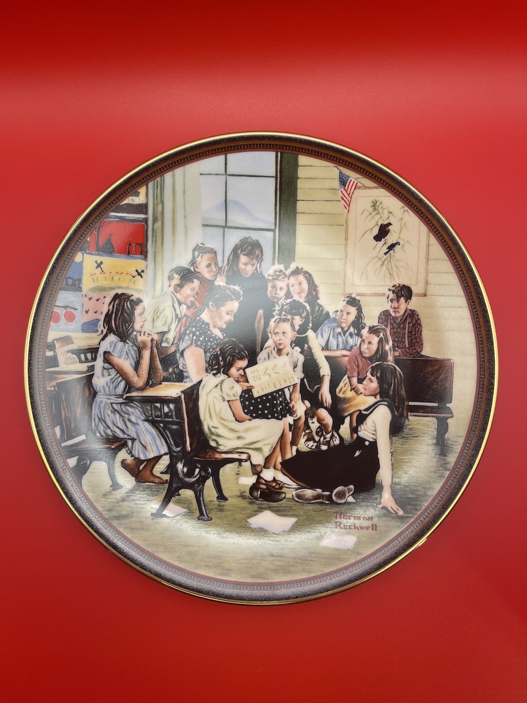 Norman Rockwell the Story Hour Porcelain Etsy