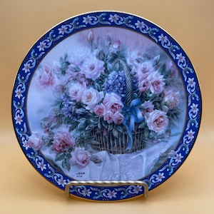 Lena Liu “Roses “ porcelain collector&#39;s plate in the 1992 W.S. George Basket Bouquets collection.