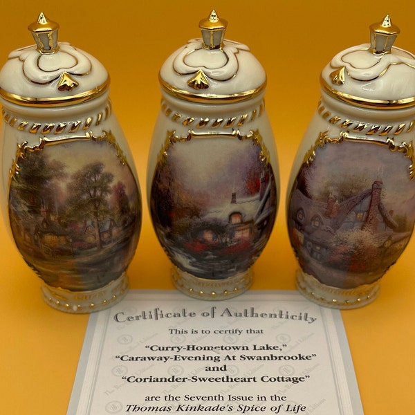 Thomas Kinkade Spice of Life Heirloom Porcelain Spice Jars