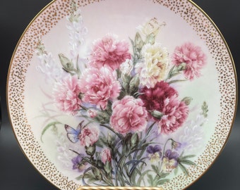 Lena Liu “Carnation Serenade “ porcelain collector&#39;s plate.  1992 Symphony of Shimmering Beauty collection.