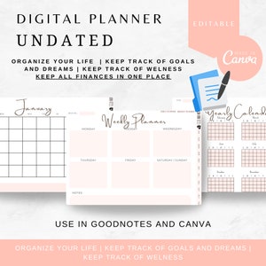 Undated Digital Planner | GoodNotes Planner | iPad Digital Planner | Daily Weekly Monthly