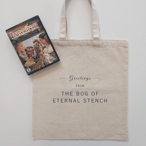 Labyrinth Movie 1986 BOG of ETERNAL STENCH Tote Bag | Jareth Goblin King Merch | Perfect Gift for David Bowie Fan | Hoggle Ludo Jim Henson