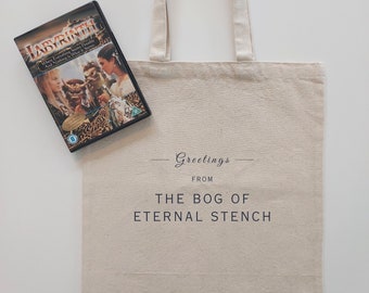 Labyrinth Movie 1986 BOG of ETERNAL STENCH Tote Bag | Jareth Goblin King Merch | Perfect Gift for David Bowie Fan | Hoggle Ludo Jim Henson