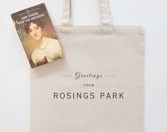 Jane Austen Pride & Prejudice ROSINGS PARK Tote | Literary Gift for Bookworms | Ideal for Romance Readers | Regency Era Gift | Bookish Merch