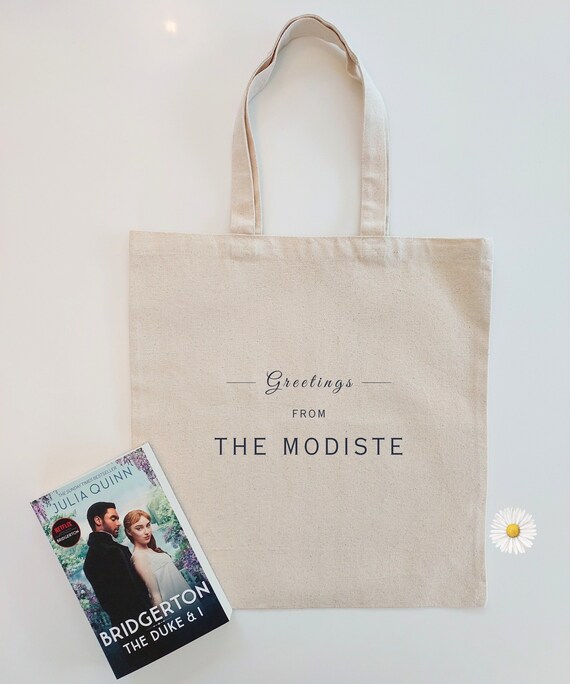 Bridgerton THE MODISTE Tote Bag | Regency Era Gift | Lady Whistledown Wedding Bachelorette Party | Polin Merch | Romance Reader Book Bag