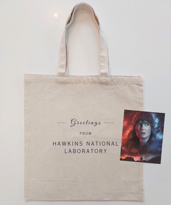Stranger Things HAWKINS NATIONAL LAB Tote Bag | 80s Retro Nostalgia Gift | Steve Harrington Merch | Halloween Bag | Netflix Merchandise