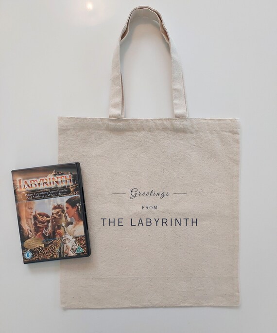 Labyrinth Movie 1986 LABYRINTH Tote Bag | Jareth Sarah Goblin King Merch | Perfect Gift for David Bowie Fan | Hoggle Ludo Jim Henson