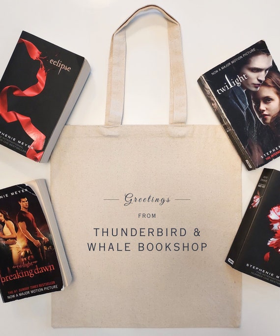 Twilight THUNDERBIRD & WHALE BOOKSHOP Tote | Twilight Saga Merch | Edward Cullen Bella Swan Gift | Halloween Bag | Forks Tote | Bookish Gift