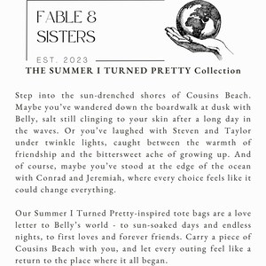 May include: A page from the "Fable & Sisters" brand, featuring text about "The Summer I Turned Pretty Collection." The page includes a logo with a hand holding a globe, and the text "page2."