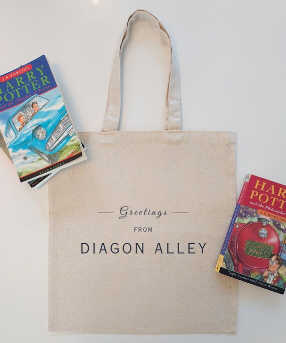 Harry Potter DIAGON ALLEY Tote Bag | Ideal Bookish Hogwarts Gift for JK Rowling Fans | Gryffindor Hufflepuff Ravenclaw Slytherin Merch