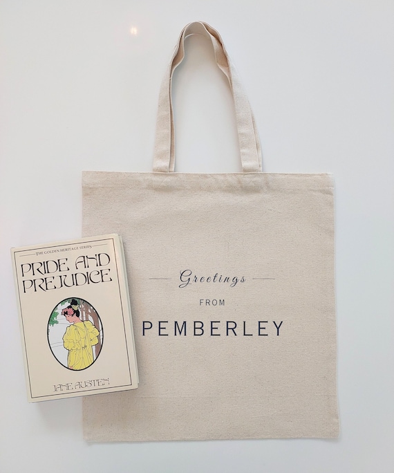 Jane Austen Pride and Prejudice PEMBERLEY Tote | Literary Gift for Bookworms | Ideal for Romance Readers | Regency Era Gift | Bookish Merch