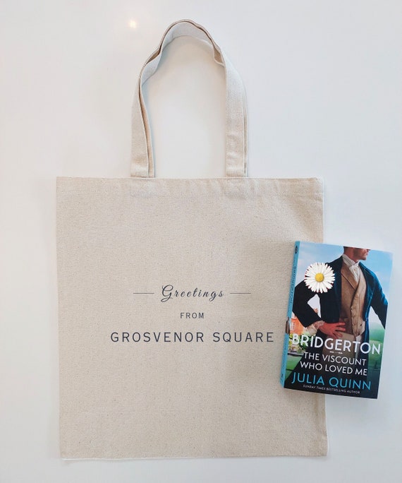Bridgerton GROSVENOR SQUARE Tote | Regency Era Gift | Lady Whistledown Wedding | Bachelorette Party | Polin Merch | Romance Reader Book Bag