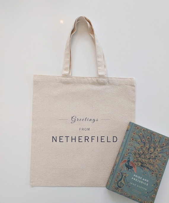 Jane Austen Pride and Prejudice NETHERFIELD Tote | Literary Gift for Bookworm | Ideal for Romance Readers | Regency Era Gift | Bookish Merch
