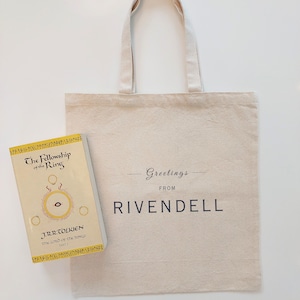 Herr der Ringe RIVENDELL Tote | Tolkien Fan Geschenk | Herr der Ringe Merch | Mittelerde Tasche für Fantasy Book Reader | Hobbit Gemütliche Ästhetik | Bilbo