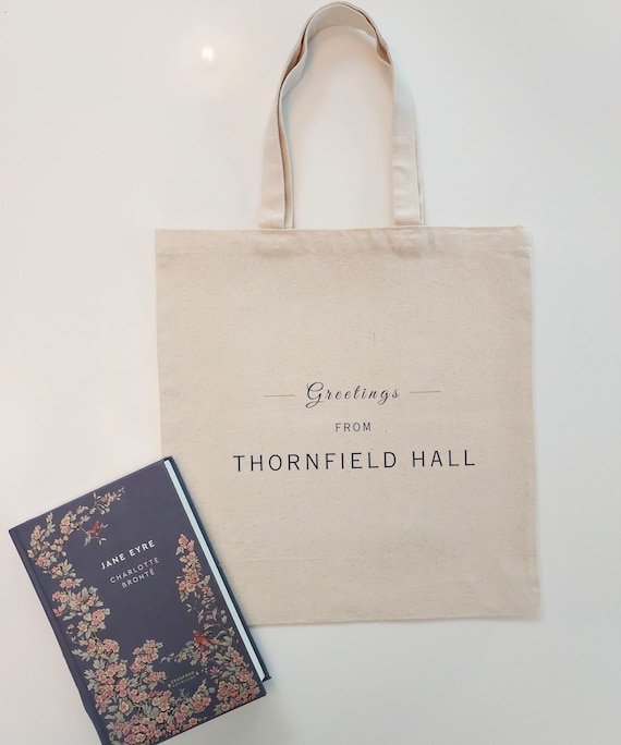 Charlotte Bronte Jane Eyre THORNFIELD HALL Tote | Literary Gift for Bookworms | Ideal for Romance Readers | Bookish Merch | Bronte Sisters