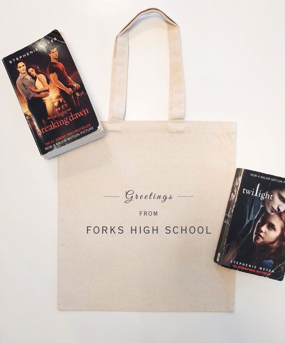 Twilight FORKS HIGH SCHOOL Tote | Twilight Saga Merch | Edward Cullen Bella Swan Gift | Halloween Bag | Bookish Gift | Robert Pattinson Bag
