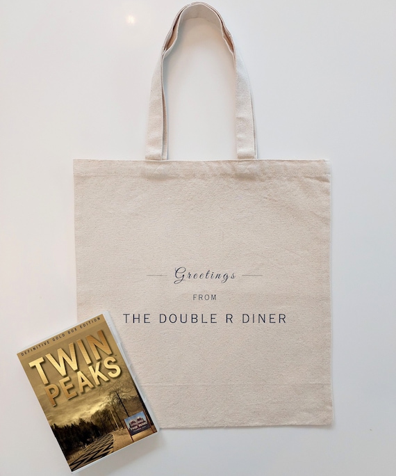 Twin Peaks DOUBLE R DINER Tote Bag | David Lynch Film Gift | Twin Peaks Merch | Laura Palmer Bag | Dale Cooper Fan Gift | Halloween Bag