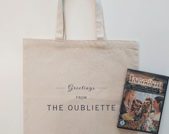 Labyrinth Movie 1986 THE OUBLIETTE Tote Bag | Jareth Sarah Goblin King Merch | Perfect Gift for David Bowie Fan | Hoggle Ludo Jim Henson