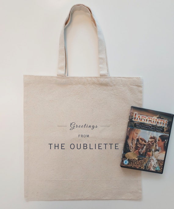 Labyrinth Movie 1986 THE OUBLIETTE Tote Bag | Jareth Sarah Goblin King Merch | Perfect Gift for David Bowie Fan | Hoggle Ludo Jim Henson