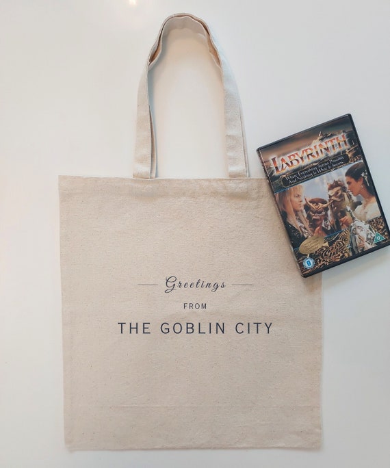 Labyrinth Movie 1986 THE GOBLIN CITY Tote Bag | Jareth Sarah Goblin King Merch | Perfect Gift for David Bowie Fan | Hoggle Ludo Jim Henson