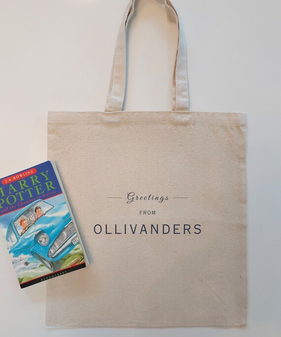 Harry Potter OLLIVANDERS Tote Bag | Ideal Bookish Hogwarts Gift for JK Rowling Fans | Gryffindor Hufflepuff Ravenclaw Slytherin Merch