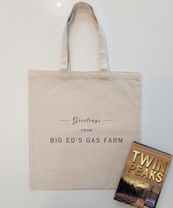 Twin Peaks BIG ED'S GAS Farm Tote Bag | David Lynch Film Gift | Twin Peaks Merch | Laura Palmer Bag | Dale Cooper Fan Gift | Halloween Bag